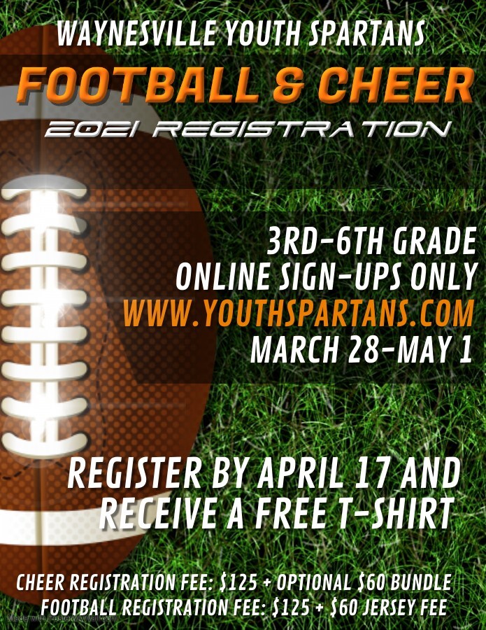 Football & Cheer registration poster